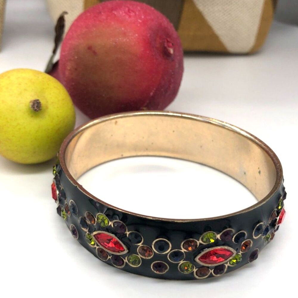 Braclet Multi-Jewels Costume Jewelry - Bangle Bracelet Black & Multicolor